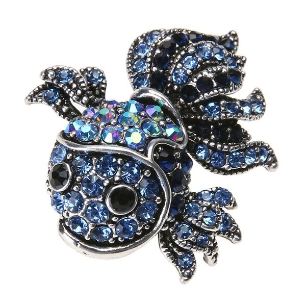 

fashion vintage cute blue crystal fish brooches pin women men's animal shinny goldfish brooch for women, Gray