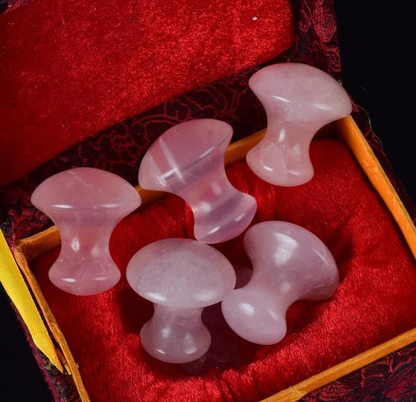 

face massager gua sha tool natural rose quartz mushroom facial back foot acupuncture massage scraper spa therapy jade board