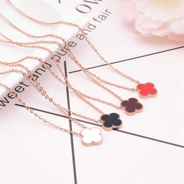 

korean fashion four-leaf clover women necklace titanium steel rose gold necklace pendant jewelry ladies designer necklace