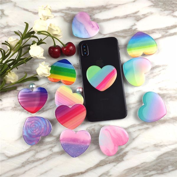 

universal gradient love heart phone mount socket holder glitter phone stand and grip cell phone stander for samsung for iphone 6 7 x with pa
