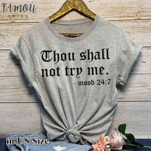 

thou shall not try me letter t shirt women short sleeve o neck loose tshirt 2020 summer women tee shirt, White