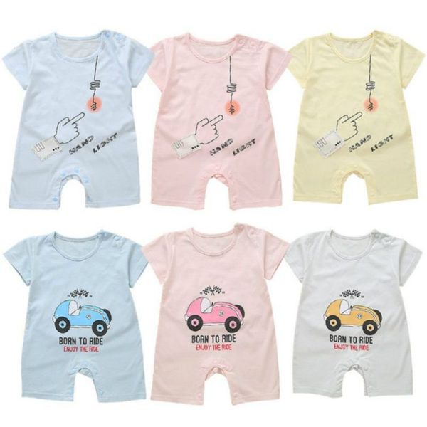 

newborn cartoon print letters baby rompers baby girl clothes boy clothing roupas infant jumpsuits outfits baby clothing, Blue