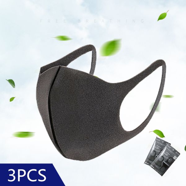 

3 шт. / компл. pm2. 5 открытый велоспорт маски анти-пыль пыльца полиэстер губка маска для взрослых детей 2 размер, Black