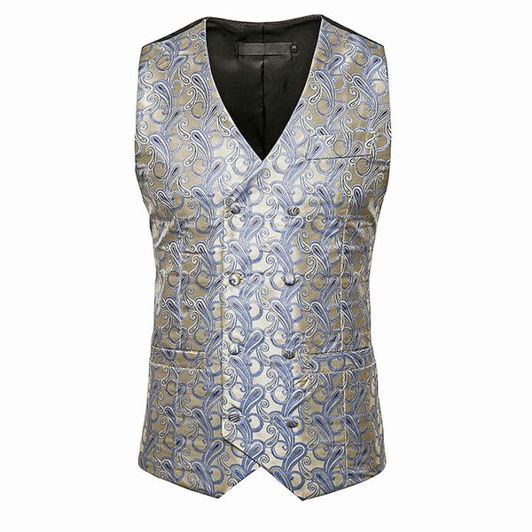 

men sequin blazers vest 2019 fashion luxury shiny suit vest men nightclub stage clothing casual male glitter waistcoat coat, Black;white