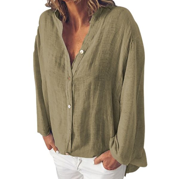 

women long sleeve v neck blouses blusas femme 2019 casual solid color shirt female autumn fashion loose shirts clothes, White