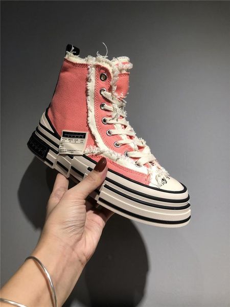 

high-quality star same couple shoes winter ins super fire thick cork vulcanized beggar canvas women's trend, Black