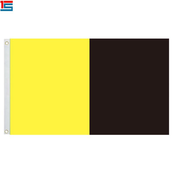 

yellow and black color two-tone flag 3ft x 5ft polyester, 90*150cm flag with 2 grommets,flags of simple colour