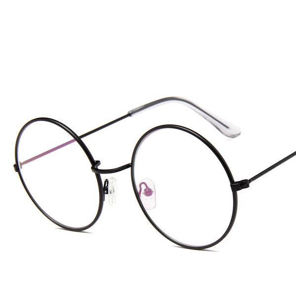 

retro round frame glasses for men and women comfortable light glass frame small fresh fashion harry potter flat mirror, White;black
