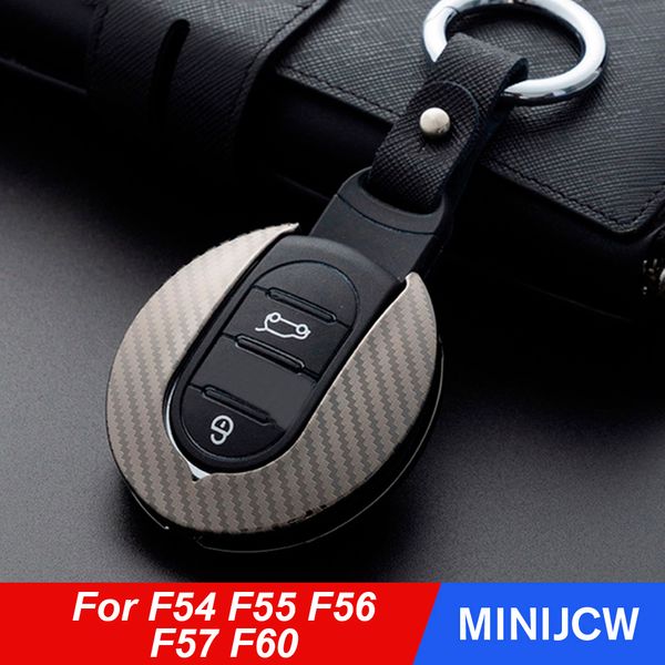 

car key case cover ring trim shell carbon fiber keychain for mini cooper one jcw f54 f55 f56 f57 f60 countryman car accessories