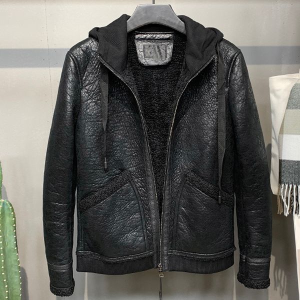 

vintage fashion flight mens real soft шуба куртки с капюшоном мужские зимние шубы xxxxxl мужской кожаные куртки пальто a324, Black