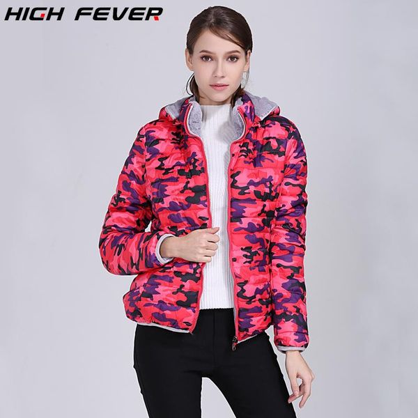 

camouflage women winter warm duck down jackets hooded thick coats, Black