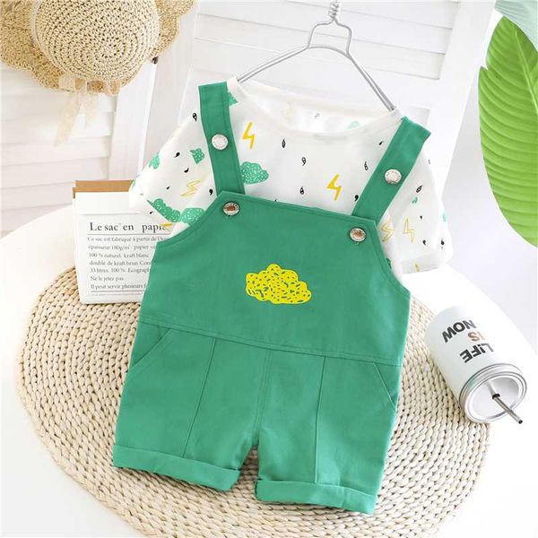 

2020 summer baby boys girls clothing sets toddler infant short sleeve cotton t shirt bib shorts children suits costume outfits, White