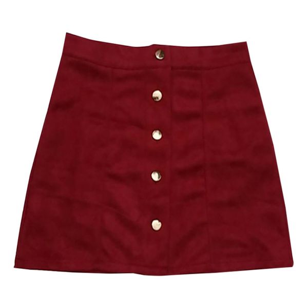 

autumn and winter women's chammy personality fashion solid color button mini skirt brown xl, Black