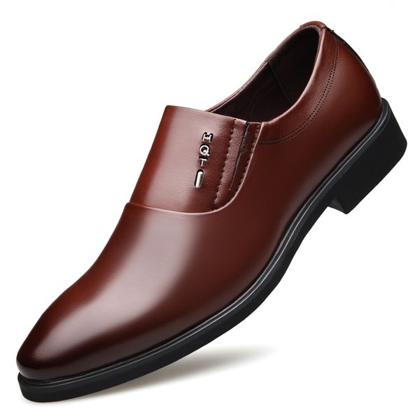 

men business oxford shoes men breathable leather shoes rubber formal dress male office party wedding 2019 new, Black