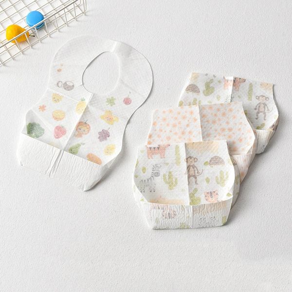 

10pcs/lot baby waterproof non-woven fabric disposable bibs portable baby toddler bibs feeding saliva apron paper bibs