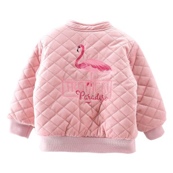 

модные короткие короткие однобортные хлопчатобумажные куртки 2019 года весна new baby girl розовые фламинго вышитые пальто с бриллиантом в к, Blue;gray