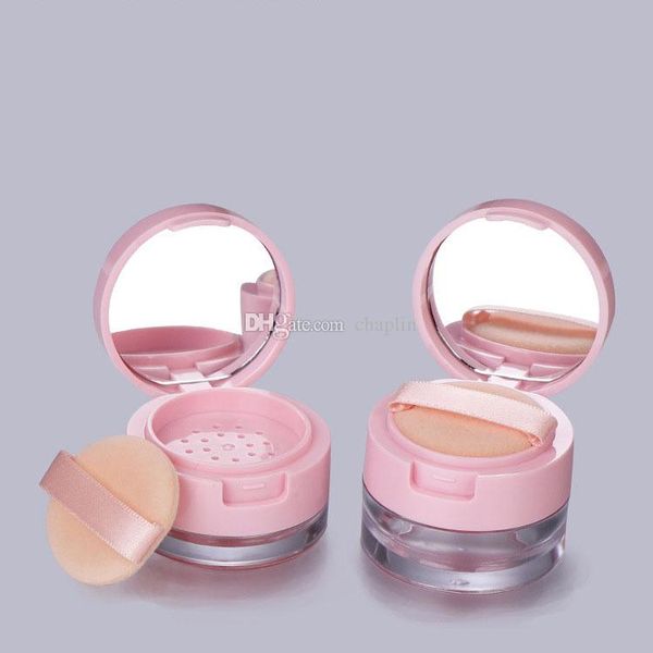 3 5 ML/G Custodia per cipria vuota in plastica Cipria per cipria Vaso per trucco Contenitori cosmetici per trucco da viaggio con setaccio e coperchi rosa ribaltabili Specchio