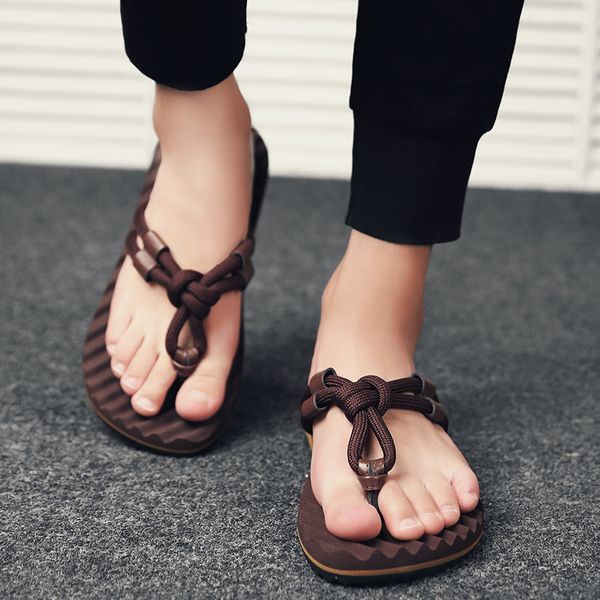 

fashion nice mens flip flops summer men flat soft slippers massage men eva footwear slippers non-slip mens casual, Black