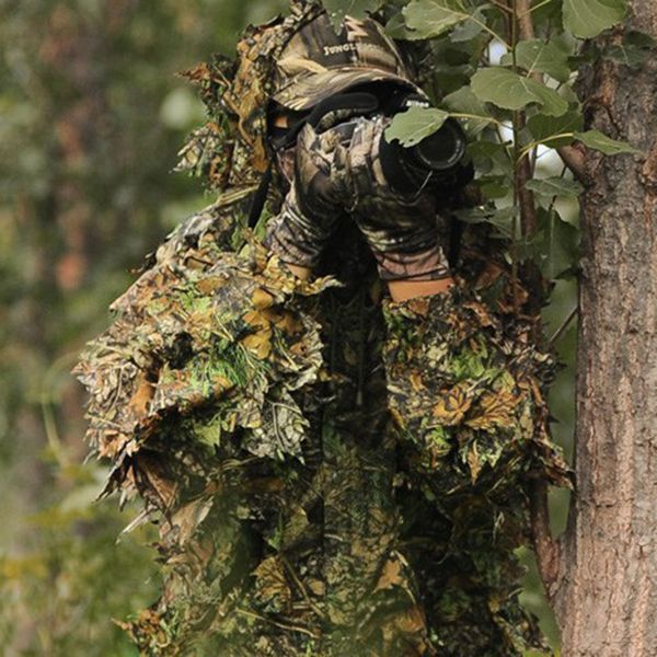 

hunting clothes new 3d maple leaf bionic ghillie suits yowie sniper birdwatch airsoft camouflage clothing jacket and pants, Camo