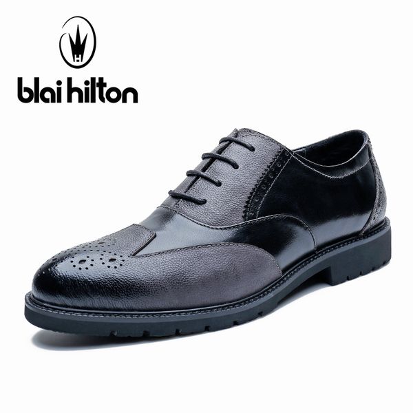 

blai hilton 100% genuine leather business men shoes t200610, Black