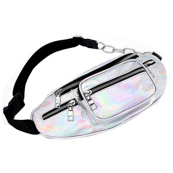 

waist pack waterproof holographic fanny pack for women neon shiny iridescent bum bag adjustable belt fashion waist packs for p