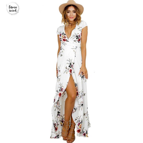 

2019 hotsale богемские платья длинные летние платья пляжа женщин sexy глубокий v шифон макси платье спереди цветочный сплит robe, Black;gray
