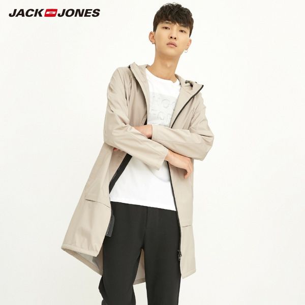 

autumn men's thin long-sleeved long coat jacket 218321519, Tan;black