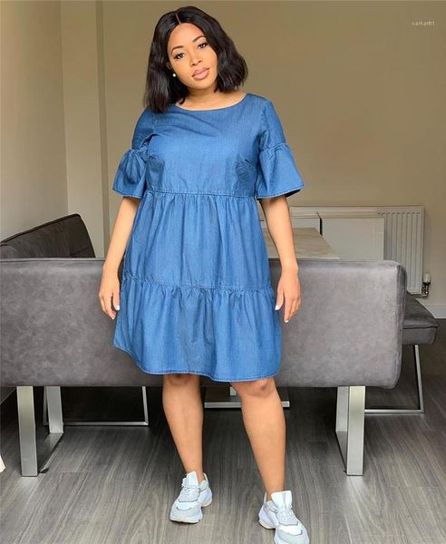 

sleeve crew neck womens clothing plus size designer womens dresses blue peplum loose ladies dress summer short, Black;gray