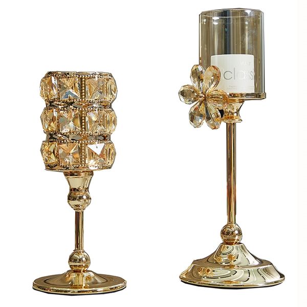 

nordic crystal candlestick gold wedding glass candle holder candle stand crystal romantic decorative portavelas home decor fc149 candle hold