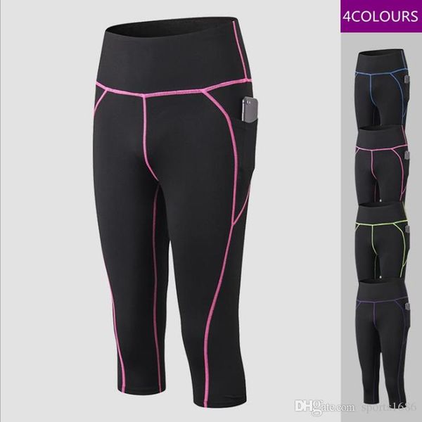 

new tight cropped training fitness running track and field pants for womens leggings high waist pocket quick-drying stretch yoga pants, White;black
