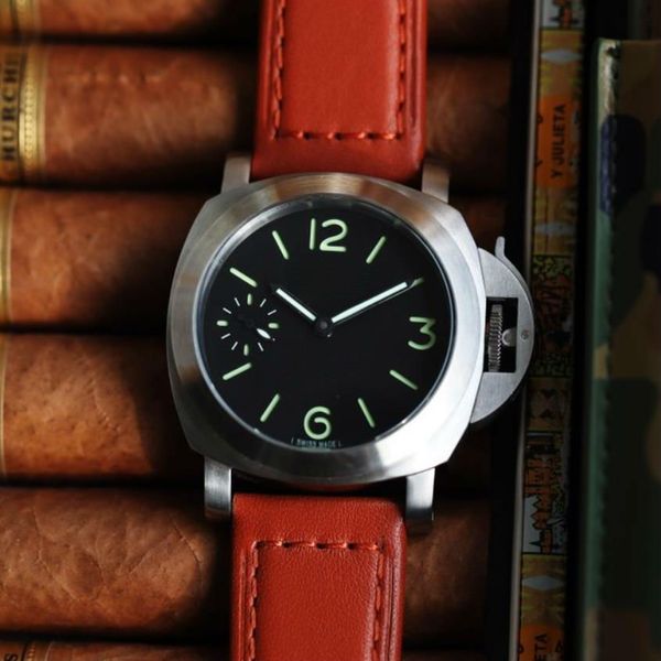 

pam00111 leather watches for man automatic wristwatches 47mm pam111, Slivery;brown