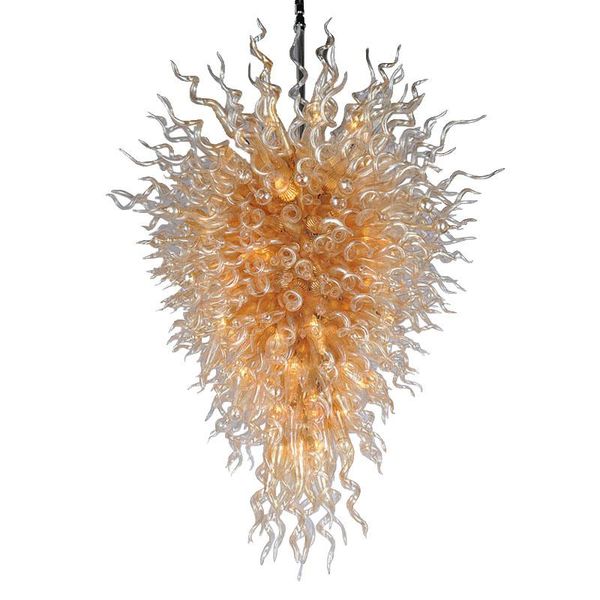 

Amber Ceiling Light Handmade Lamps Blown Colored Glass Chandeliers Crafts Hanging Lights Large Flower Pendant Lamp