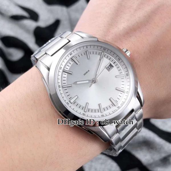 

new 4500v/110a-b126 japan miyota 8215 automatic mens watch overseas 41mm white dial 316 steel case gents business watches steel hand, Slivery;brown