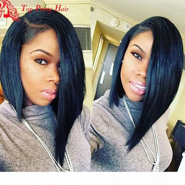 

u часть боб парик короткие прически для чернокожих женщин glueless индийский реми волос u часть парик side часть, Black;brown