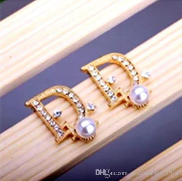 

nordic simple letter pearl stud earrings female cold wind dongdaemun net red wild earrings gold jewelry, Golden;silver