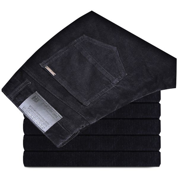 

new autumn and winter 2019 male business men's trousers straight corduroy corduroy pants breathable casual pants, Black
