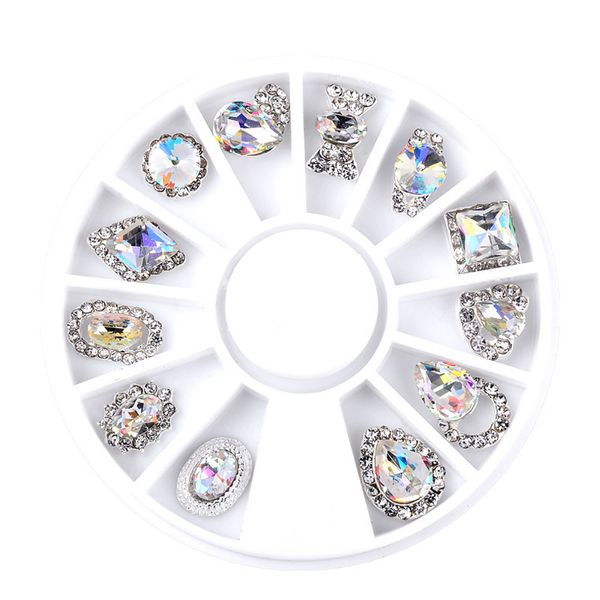 

nail art decorations wheel rhinestone diamond gems metal ab crystal glitter 3d tips accessoires jewelry manicure tools decoration diy design, Silver;gold