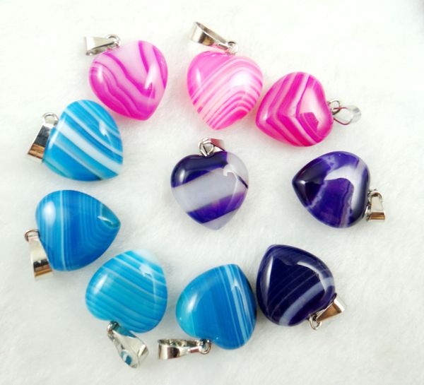 

natural stone quartz crystal turquoises tiger eye opal charm heart pendants for diy jewelry making necklace accessories30pcs a9, Silver