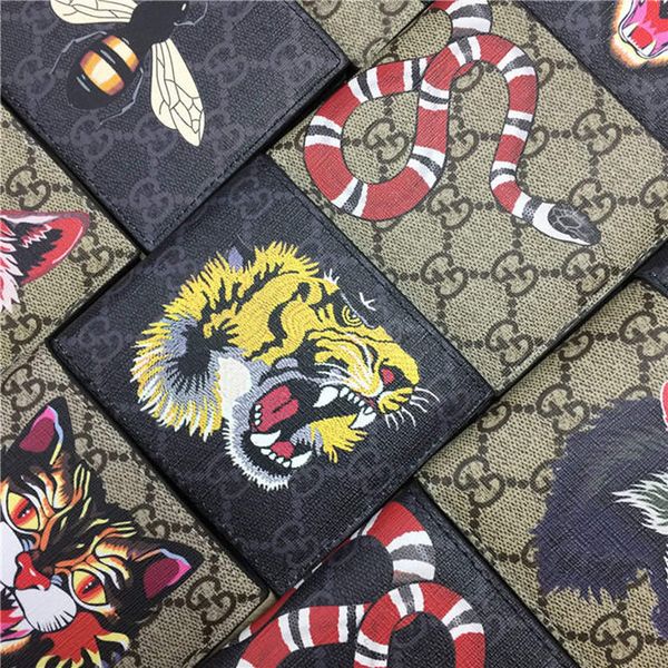 

Designer Tote Wallet Real Genuine Leather Luxury Men Short Wallets for Women Men Snake Bee Tiger Wolf Coin Purse Clutch Bags with Box z4131