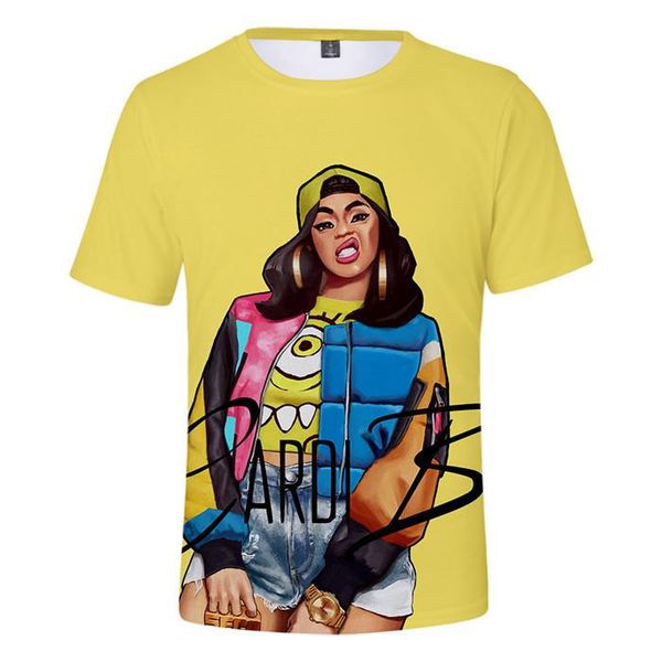 

tshirts finesse short sleeve o-neck summer womens fashion ladies tees 3d digital print cardi b womens, White