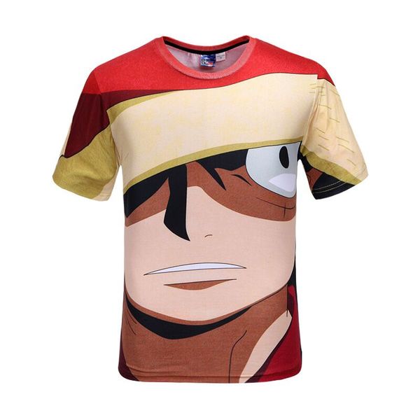 

new fashion japan anime one piece monkey d luffy t-shirt 3d print men/womens summer round collar short sleeve casual k860, White;black