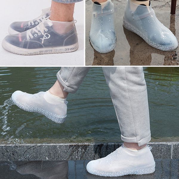 

1 pair reusable latex waterproof shoes reusable rain gear boots snow shoe covers overshoes s/m/l covers slip-resistant rubber