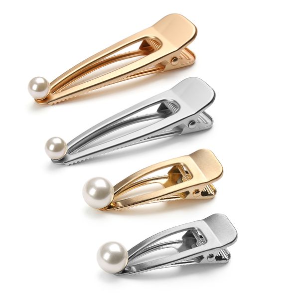 

pearls metal barrettes hairpins girls hollow out duckbill hair clips barrettes fashion women kids side clip hair styling