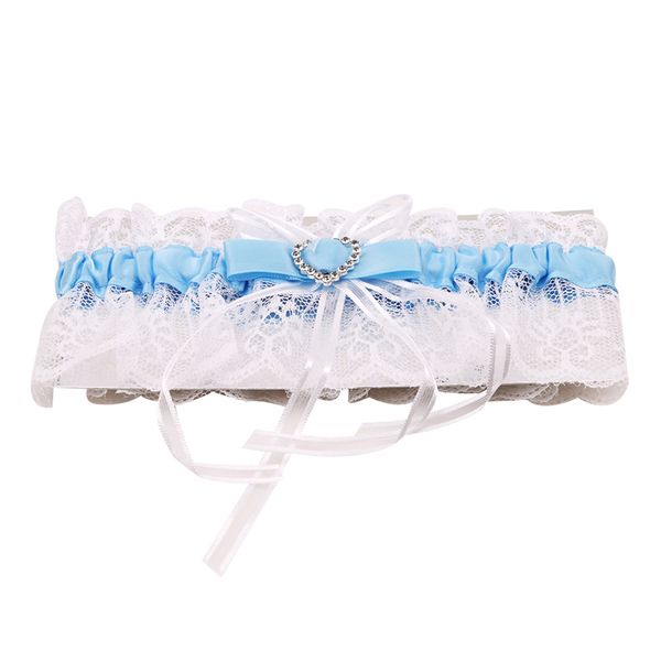

elegant women lace mesh bowknot belt suspender rhinestone lace garter for bride party wedding leg rings, Black;white