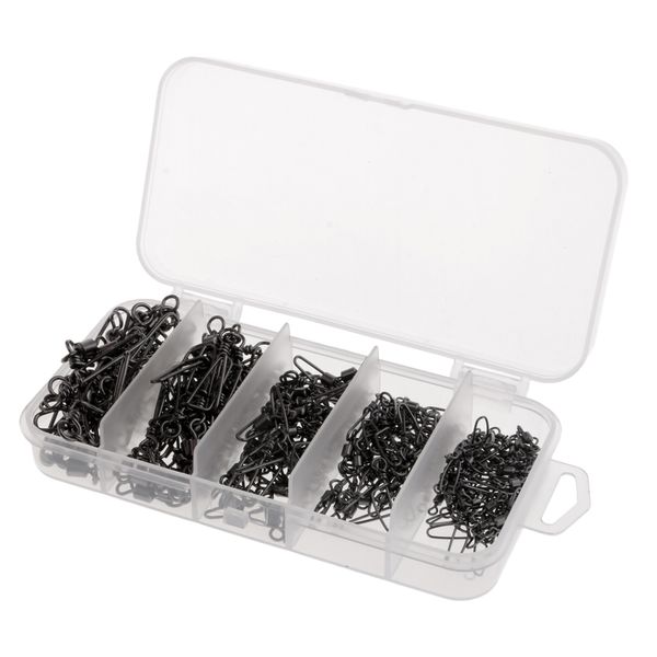 

150pcs fishing rolling swivels with coast lock snaps line hook connectors