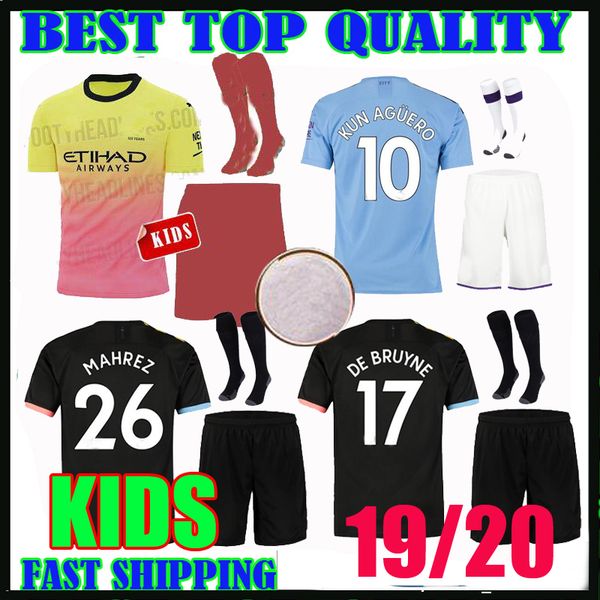 

19 20 manche ter kid kit occer jer ey 2019 2020 cami eta home away third 10 kun aguero 7 terling city 26 mahrez child football hirt