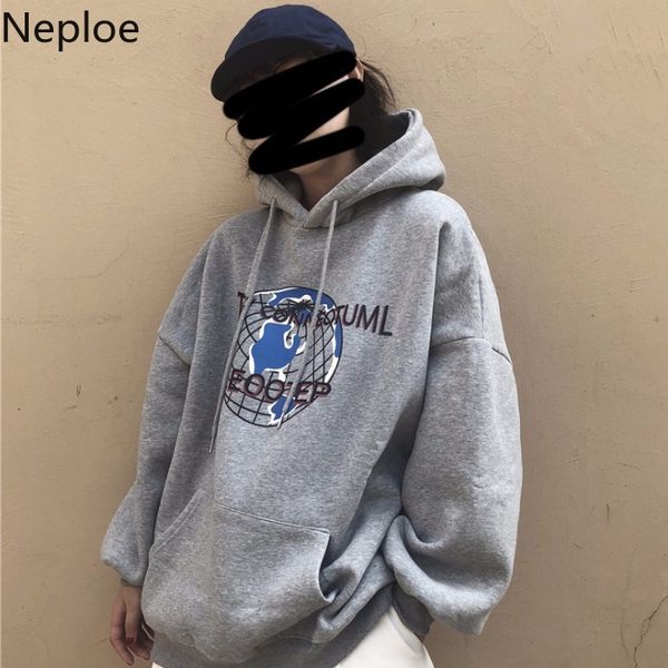 

neploe new 2019 hoodies women men earth letters printed hooded pullover sweatshirt autumn winter harajuku fleece jumper 55215, Black