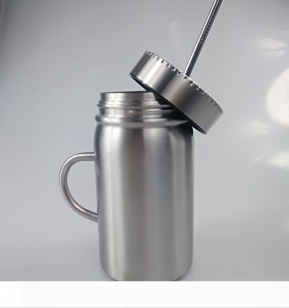 

17oz mason jar с ручкой двойной стенкой из нержавеющей стали mason кружки с крышкой 17oz кофе питьевой стакан солома с вакуумной изоляцией м