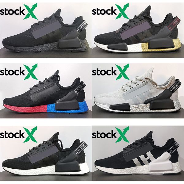 

wholesale nmd r1 v2 stock x men women running shoes og core black white gold outdoor breathable mens trainers sports sneakers size 36-45