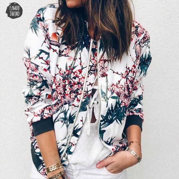 

outerwear coats jackets womens ladies floral zipper regular up outwear bomber casual coats and jackets women aug10, Black;brown